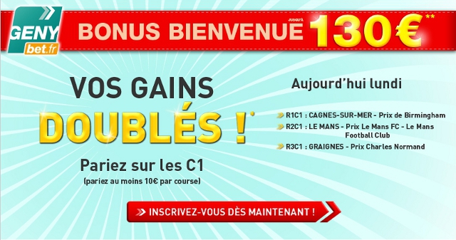 image Genybet double vos gains sur les C1 !