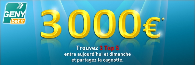 image Genybet : Cagnotte de 3000 â‚¬ de vendredi Ã  dimanche