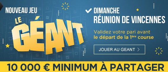 Geant sur LeTurf.fr : 10.000 euros minimum à partager.
