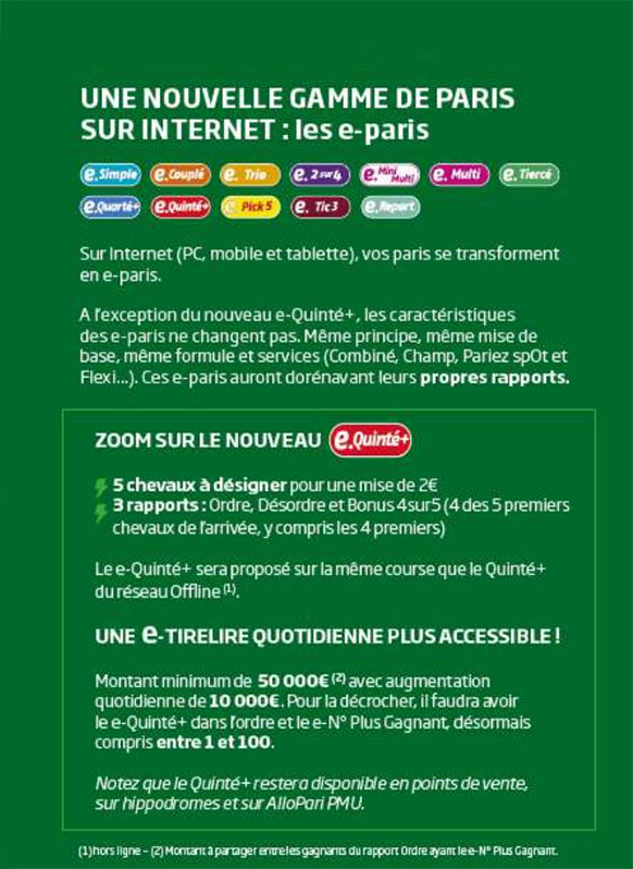 Une nouvelle gamme de paris sur Internet : les e-paris