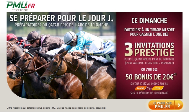 image PMU.fr - 3 invitations VIP pour le Prix de l'Arc de Triomphe Ã  gagner