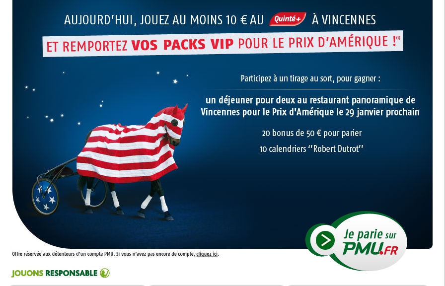 Package Prix d'Amérique 2012 sur PMU.fr