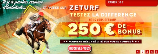 Bonus de 250 euros sur ZEturf.fr.