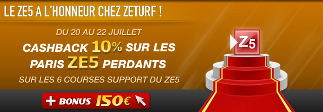 image ZEturf : Cashback sur le ZE5 du 20 au 22 juillet !